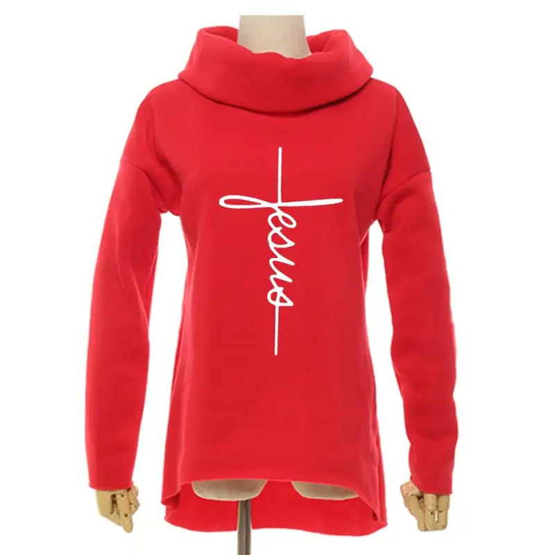 2019 New Fashion Faith Print Kawaii Tops Sweatshirt Femmes Hoodies Women Clothings Print Youth Pattern Buckle Autumn
