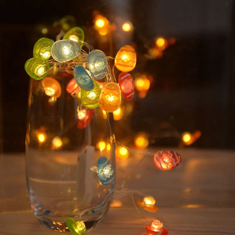 2M 20LED Easter Rabbit String Light Carrot Chick Eggs Fairy Light Garland Happy Easter Party Decoration For Home Kids Gift 2024