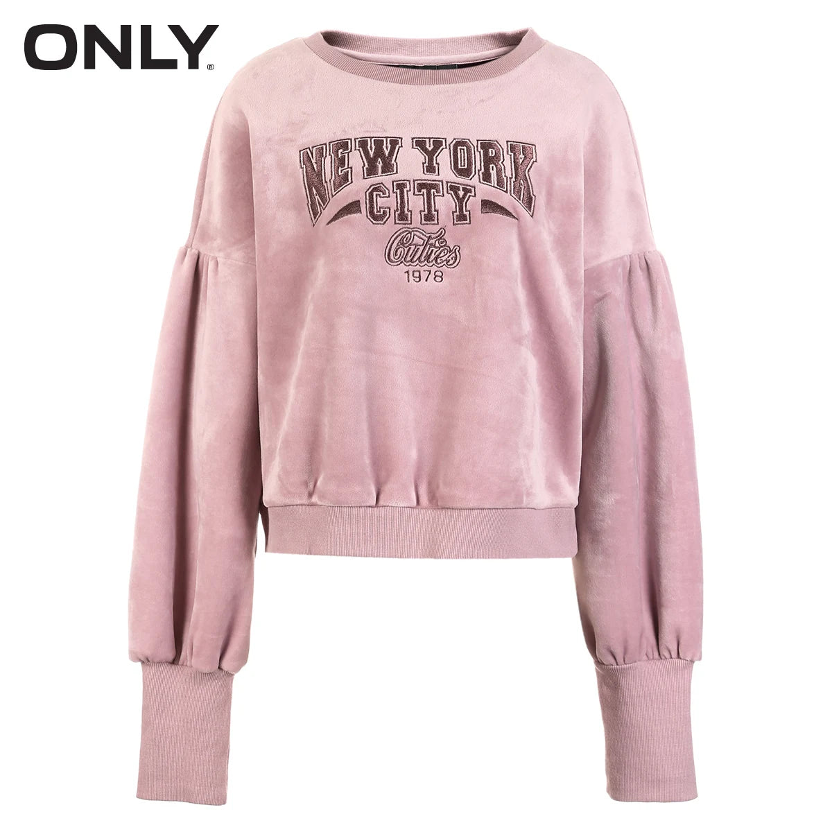 ONLY autumn new lantern sleeves letter velvet hoodie sweatshirt | 11839S601