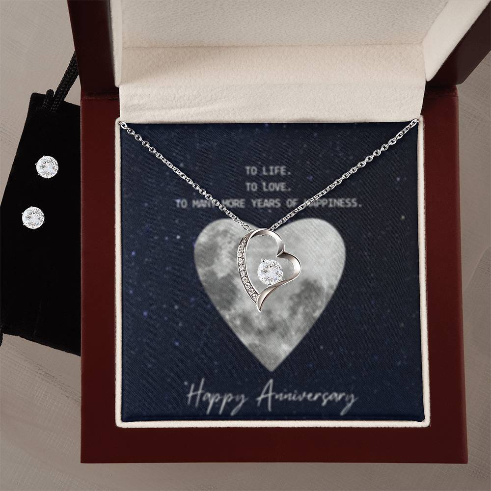 Forever Love Necklace + Clear CZ Earrings