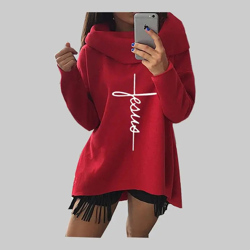 2019 New Fashion Faith Print Kawaii Tops Sweatshirt Femmes Hoodies Women Clothings Print Youth Pattern Buckle Autumn