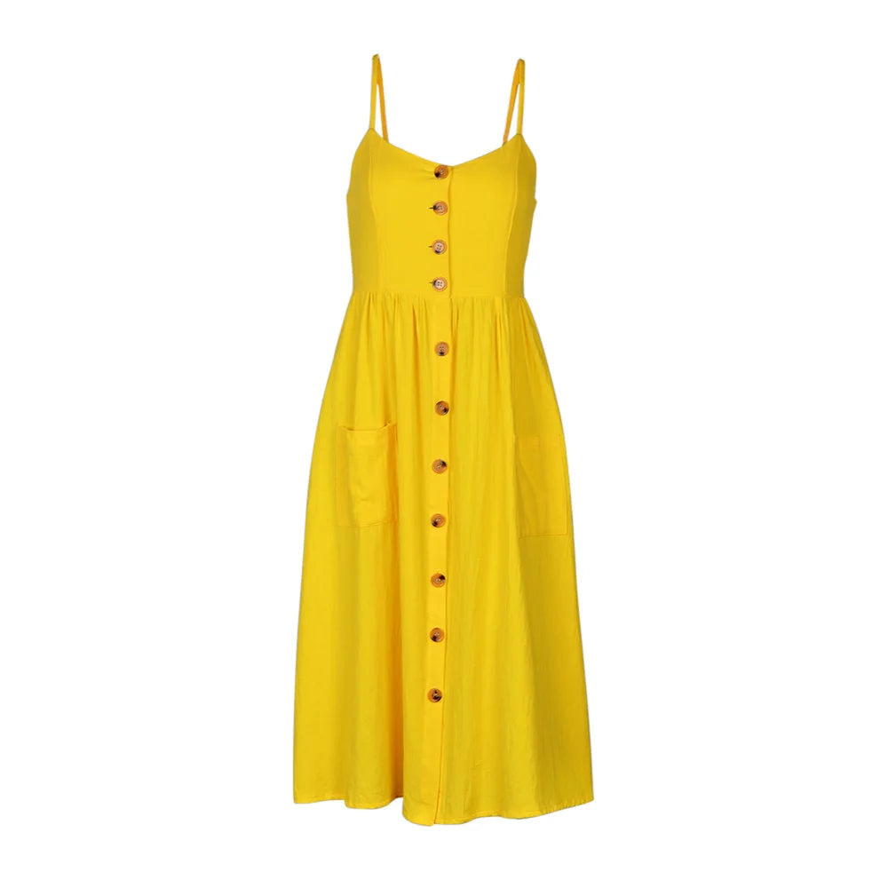 BEFORW Women Summer Dress 2019 Sexy Straps Bohemian Floral Tunic Beach Dress Sundress Pocket Red Dresses Female