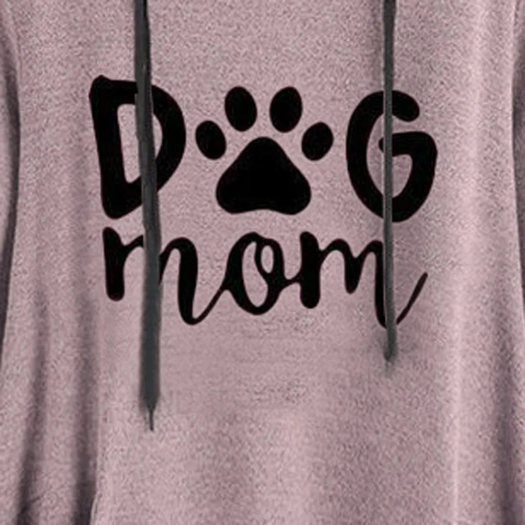 Dog Mom Hoodie Womens kawaii Cat Ears Hooded Sweatshirt Casual Loose Long Sleeve Pockets Irregular Blouse Pullover Moleton Tops
