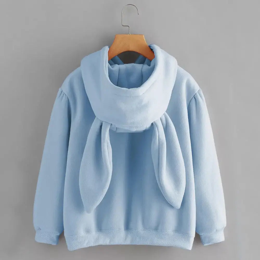 Kawaii Sweet Rabbit Ears Hooded Sweatshirt Women Hoodies Harajuku Loose Embroidery Cartoon Pullovers Tracksuits Sweatshirt Plus