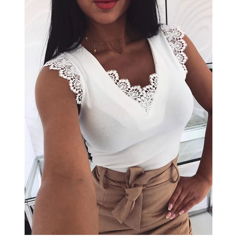 New Fashion Women Sleeveless  Shirt Casual Lace Blouse Loose Tops Shirt Womens Ladies backless Lace Up Blouse Summer Top SJ2257V