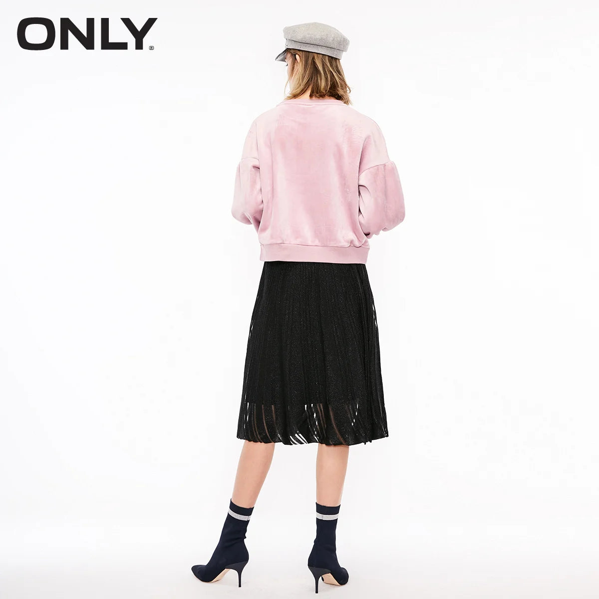 ONLY autumn new lantern sleeves letter velvet hoodie sweatshirt  |  11839S601