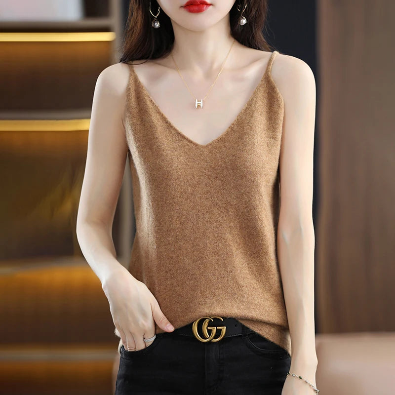 Solid Color Cotton Suspender  Spring New Minimalist Style Classic Versatile Youth Women's Tank Top Casual Soft Fashion Suspender