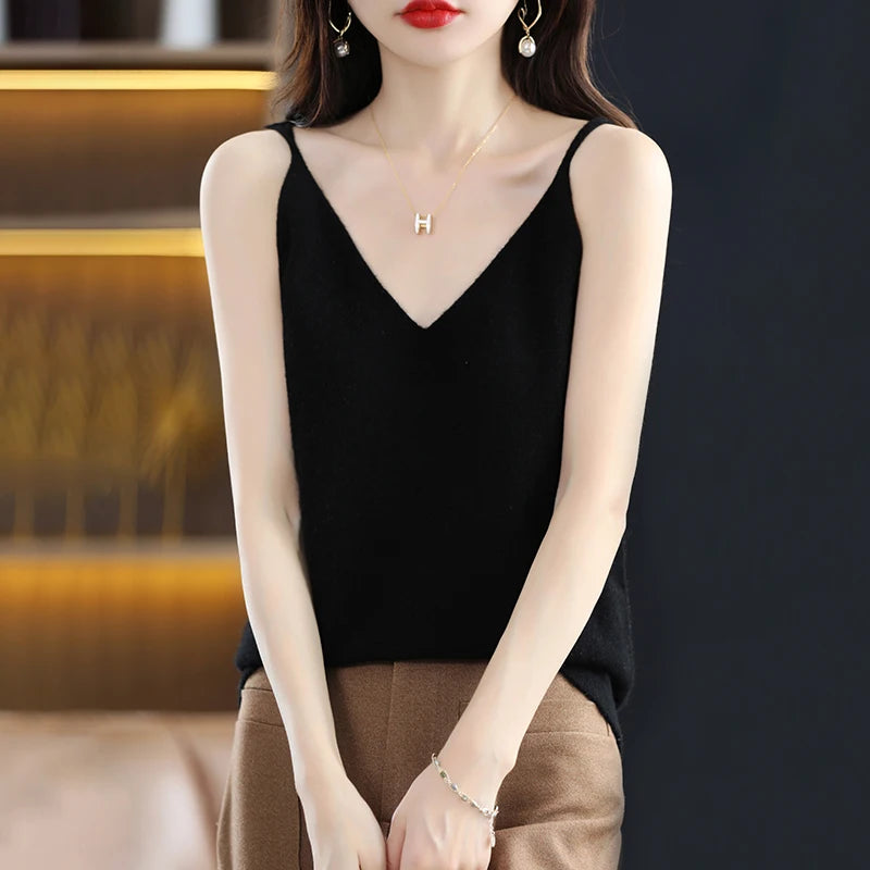 Solid Color Cotton Suspender  Spring New Minimalist Style Classic Versatile Youth Women's Tank Top Casual Soft Fashion Suspender