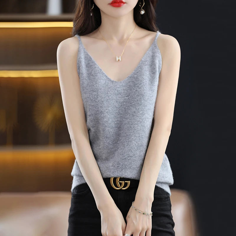 Solid Color Cotton Suspender  Spring New Minimalist Style Classic Versatile Youth Women's Tank Top Casual Soft Fashion Suspender