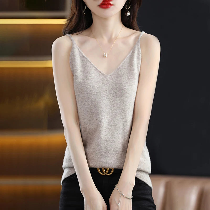 Solid Color Cotton Suspender  Spring New Minimalist Style Classic Versatile Youth Women's Tank Top Casual Soft Fashion Suspender