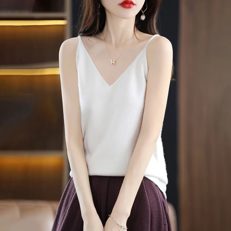 Solid Color Cotton Suspender  Spring New Minimalist Style Classic Versatile Youth Women's Tank Top Casual Soft Fashion Suspender