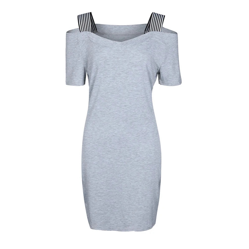 Women Spaghetti Straps Summer Dress Beach Dress Female Woman Vestidos Sexy Off Shoulder Short Sleeve Slim Casual