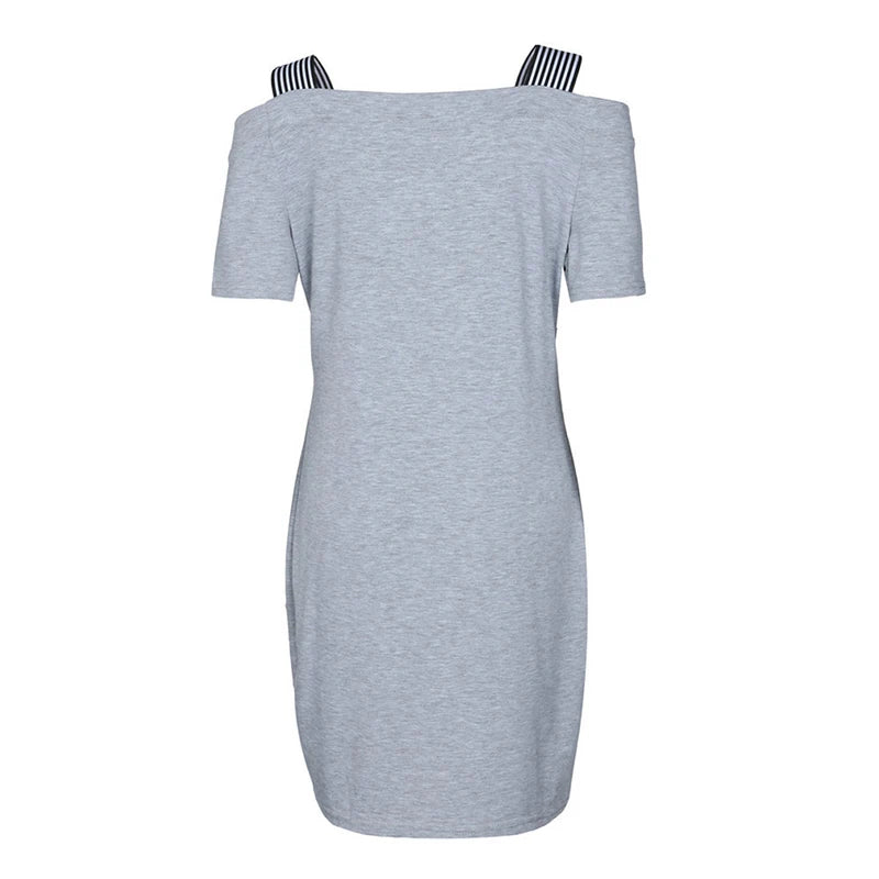 Women Spaghetti Straps Summer Dress Beach Dress Female Woman Vestidos Sexy Off Shoulder Short Sleeve Slim Casual