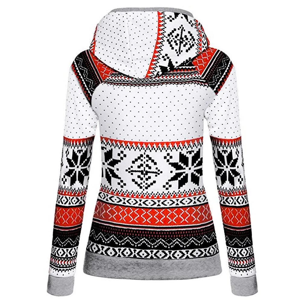 Womens Christmas Printed Hoodies Sweatshirt Xmas Ladies Tops Jumper Pullover Manteau Femme Hiver Capuche Femme