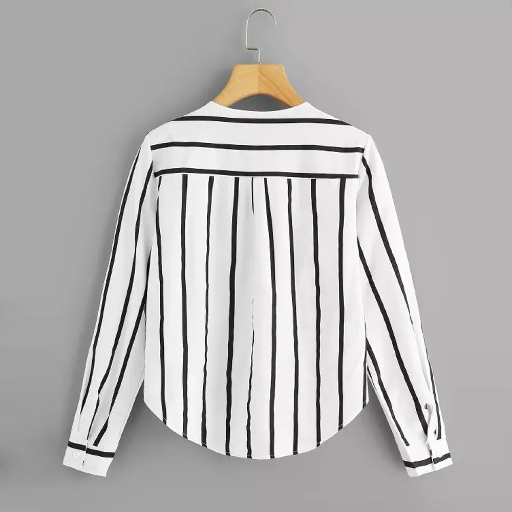 Womens Tops And Blouses Autumn Vintage Long Sleeve Shirt 2019 Women Clothes Striped Korean Ladies Tops Fashion Clothing