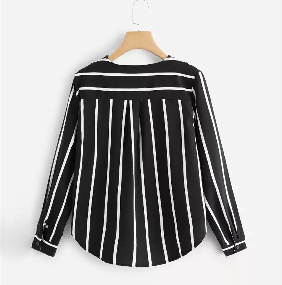 Womens Tops And Blouses Autumn Vintage Long Sleeve Shirt 2019 Women Clothes Striped Korean Ladies Tops Fashion Clothing