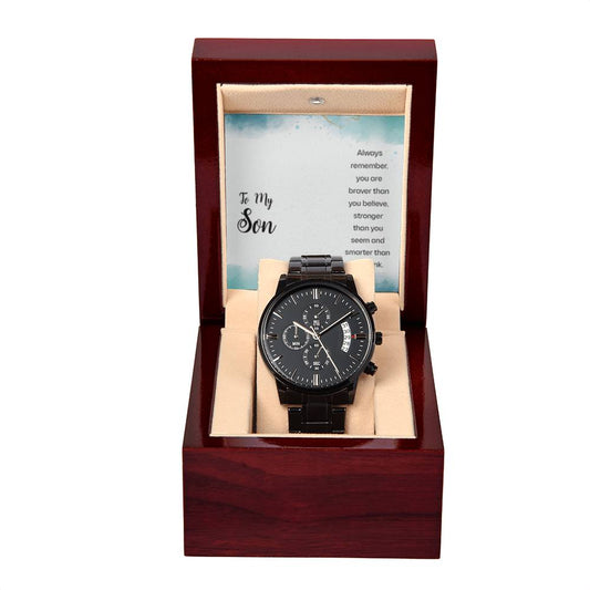 Black Chronograph Watch + MC (NO ENGRAVING)
