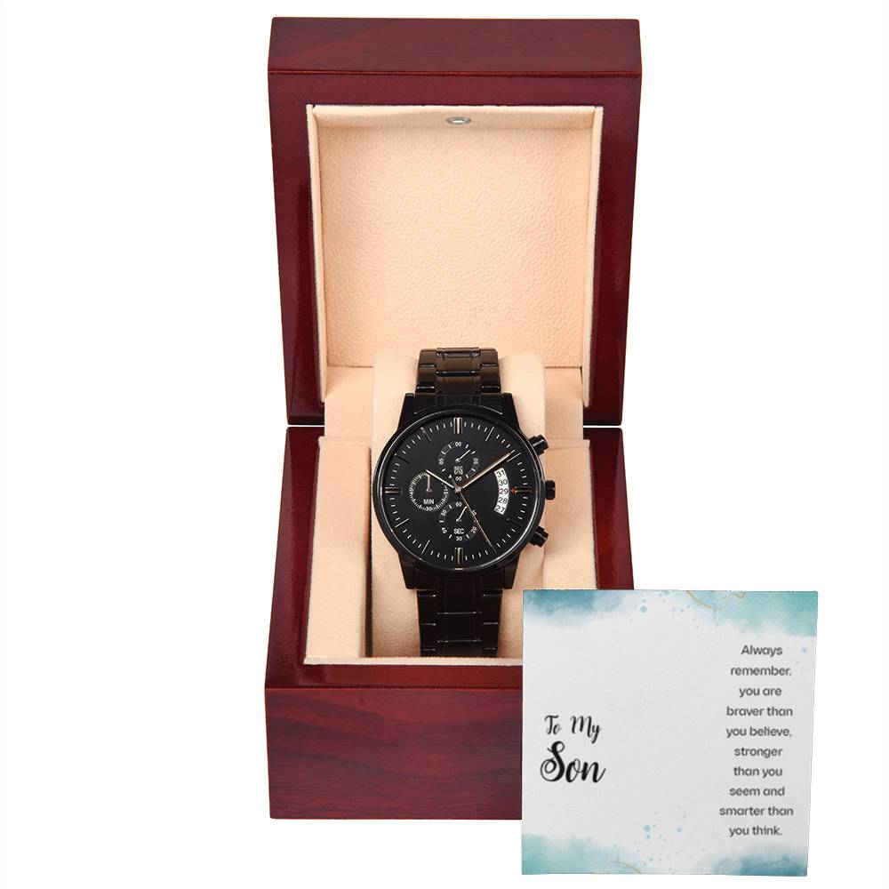 Black Chronograph Watch + MC (NO ENGRAVING)