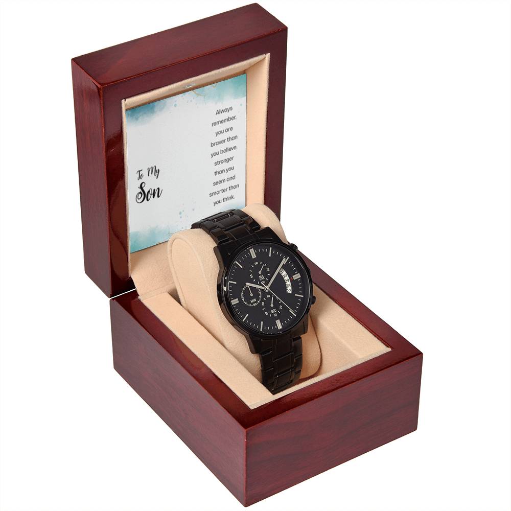 Black Chronograph Watch + MC (NO ENGRAVING)