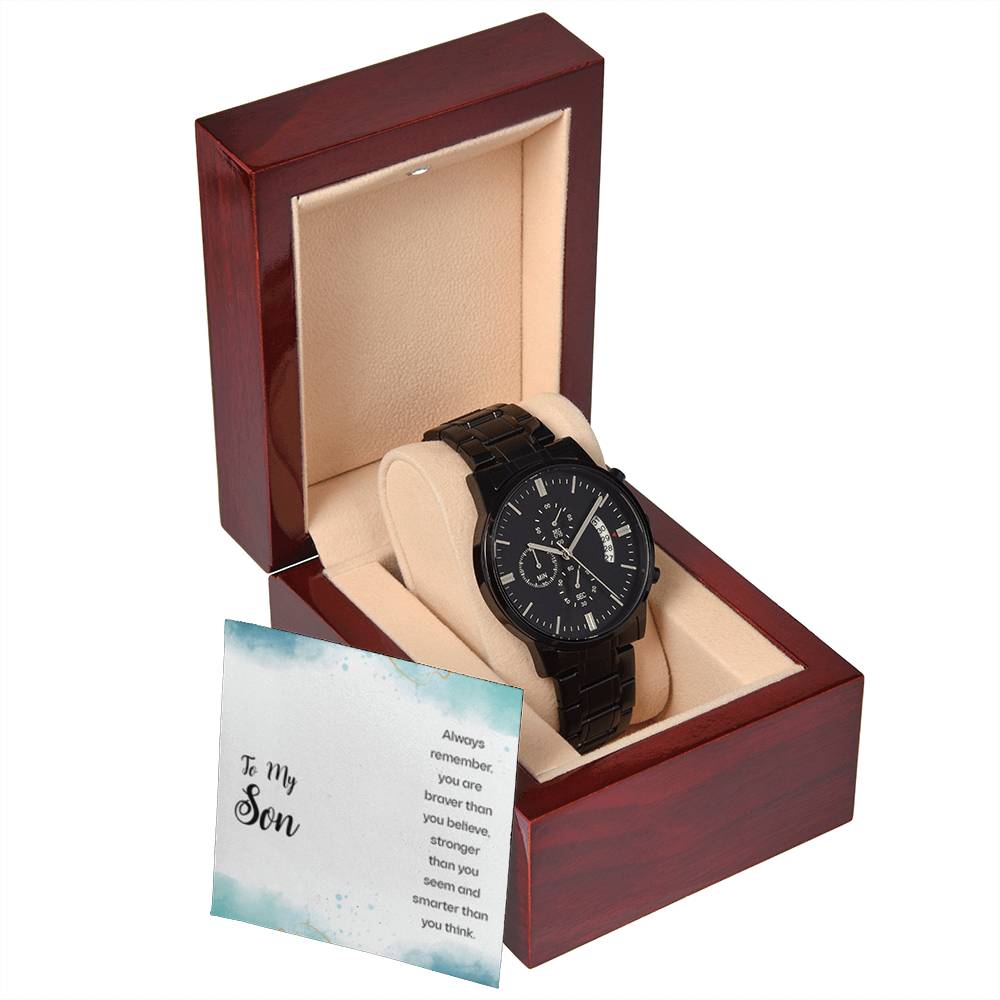 Black Chronograph Watch + MC (NO ENGRAVING)