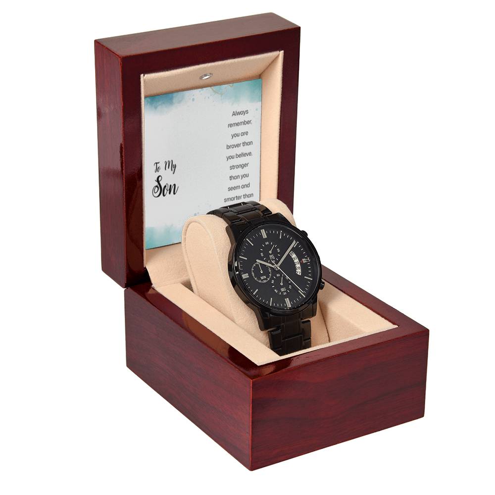 Black Chronograph Watch + MC (NO ENGRAVING)