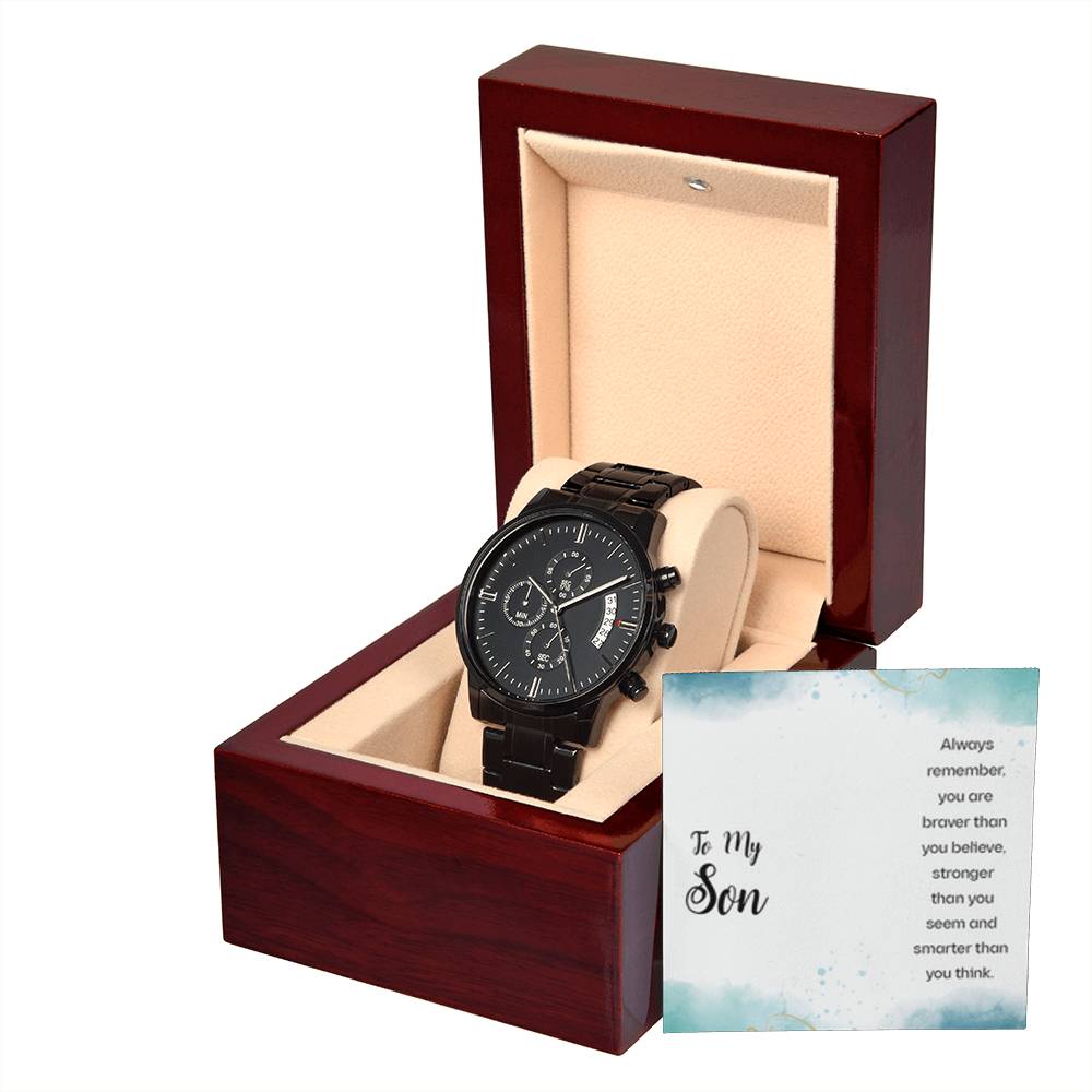 Black Chronograph Watch + MC (NO ENGRAVING)