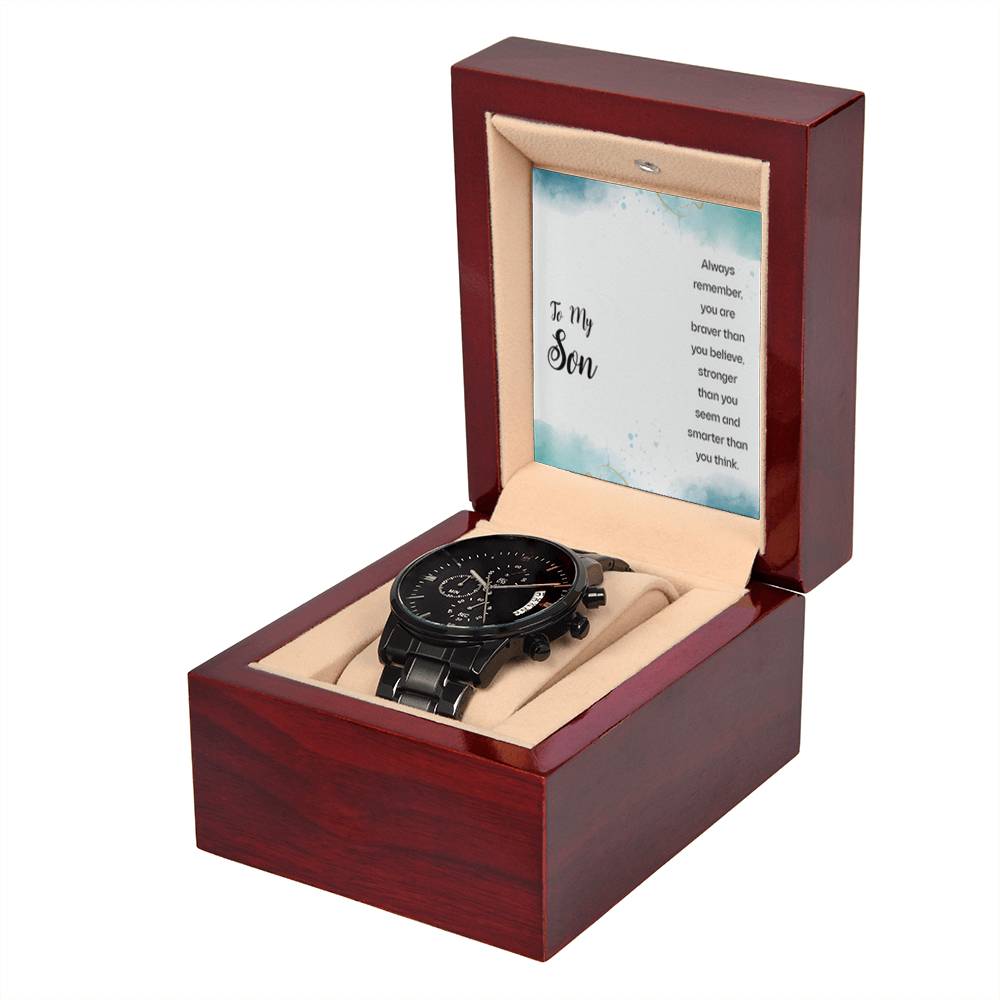 Black Chronograph Watch + MC (NO ENGRAVING)