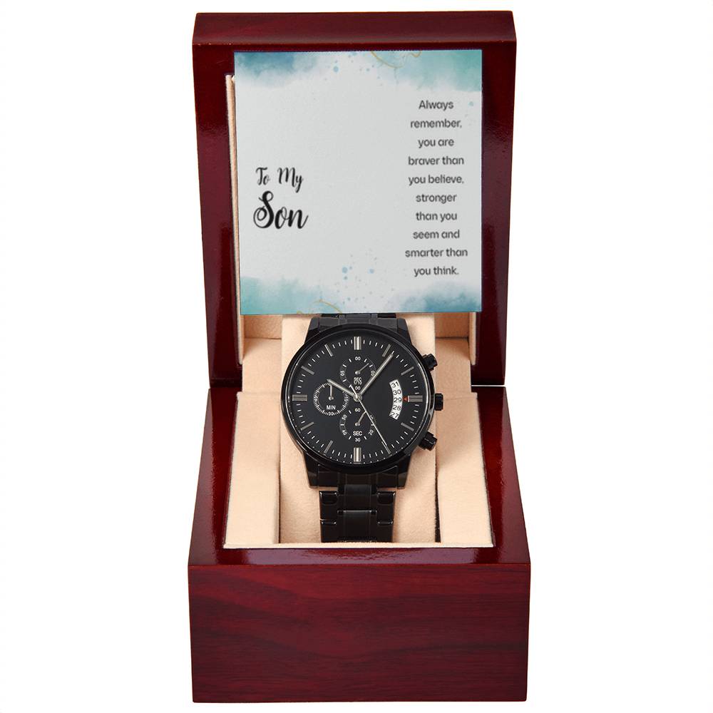 Black Chronograph Watch + MC (NO ENGRAVING)