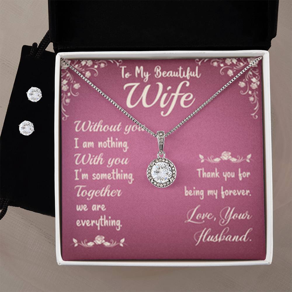 Eternal Hope Necklace + Clear CZ Earrings