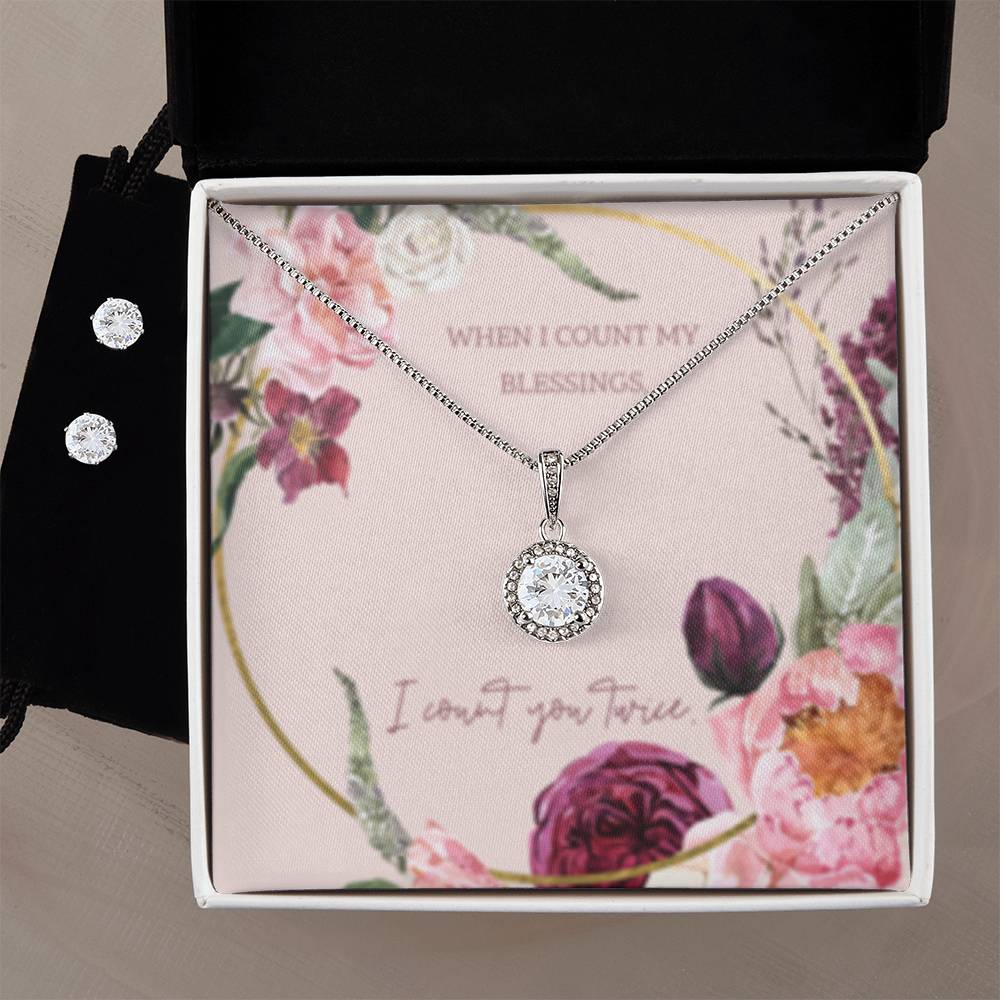 Eternal Hope Necklace + Clear CZ Earrings