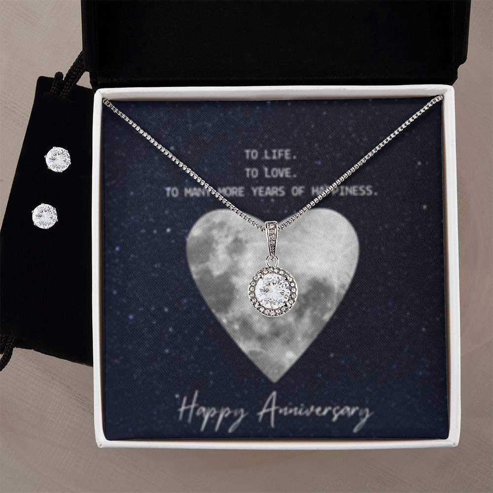 Eternal Hope Necklace + Clear CZ Earrings