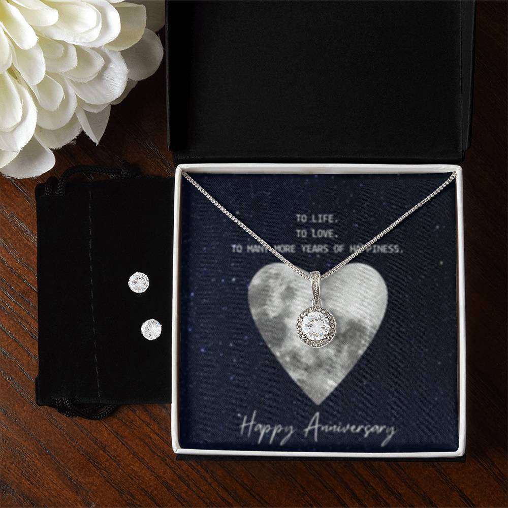 Eternal Hope Necklace + Clear CZ Earrings