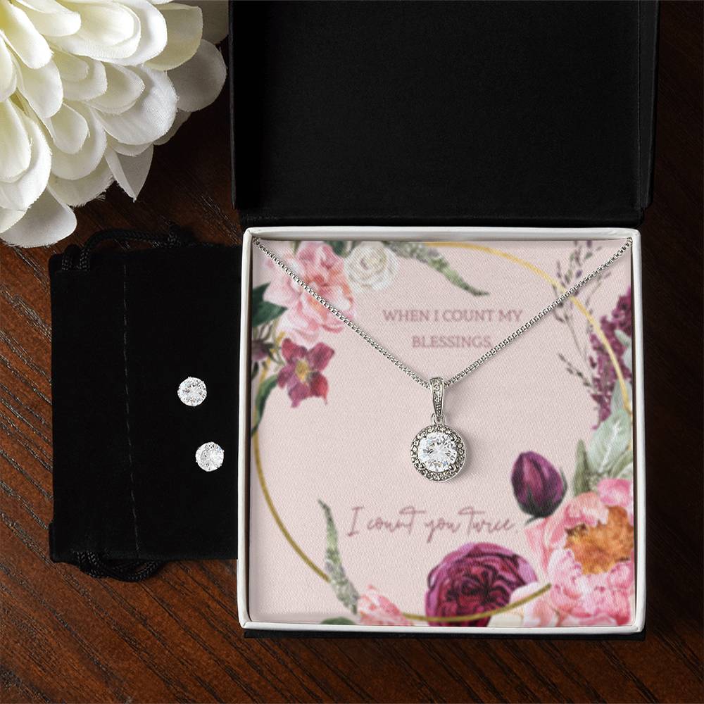 Eternal Hope Necklace + Clear CZ Earrings