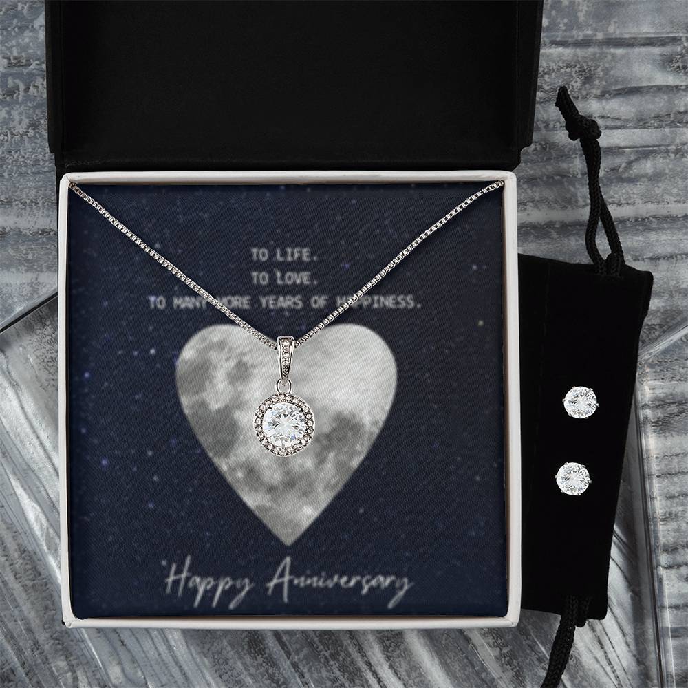 Eternal Hope Necklace + Clear CZ Earrings