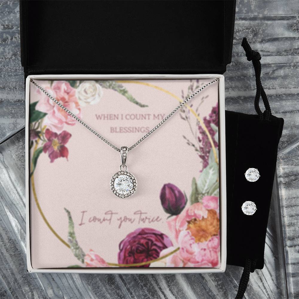 Eternal Hope Necklace + Clear CZ Earrings