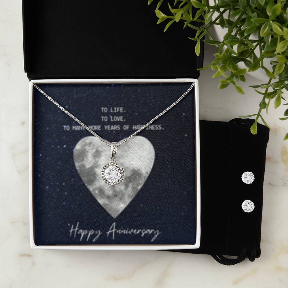 Eternal Hope Necklace + Clear CZ Earrings
