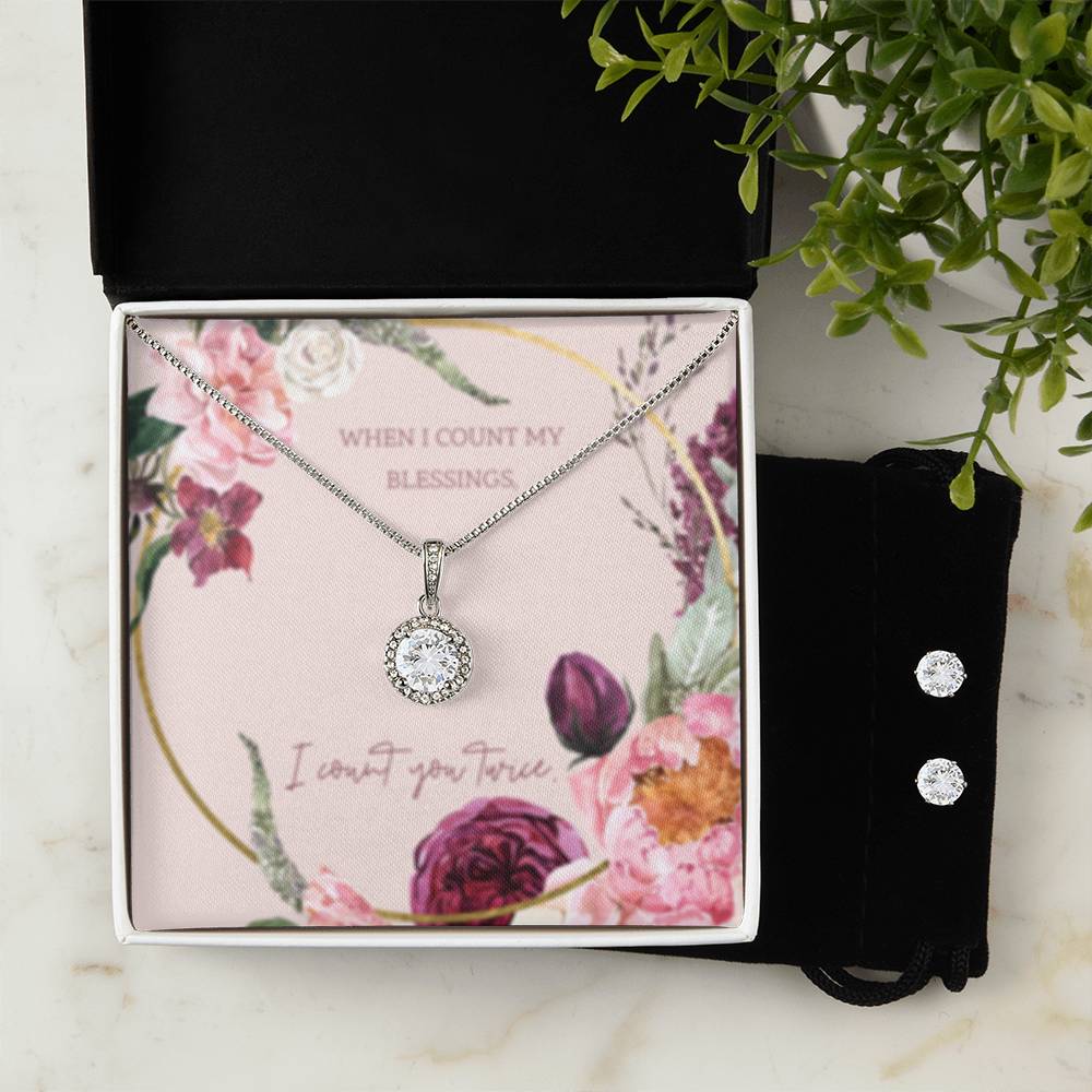 Eternal Hope Necklace + Clear CZ Earrings