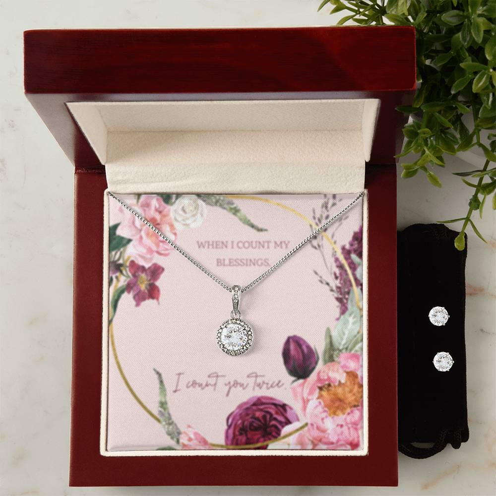 Eternal Hope Necklace + Clear CZ Earrings