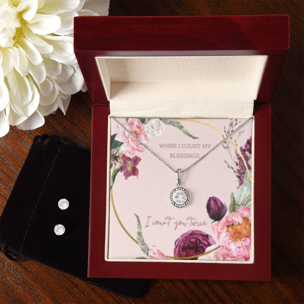 Eternal Hope Necklace + Clear CZ Earrings