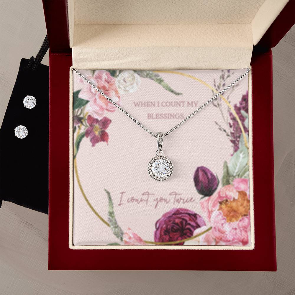 Eternal Hope Necklace + Clear CZ Earrings