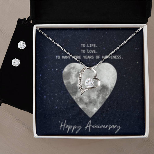 Forever Love Necklace + Clear CZ Earrings
