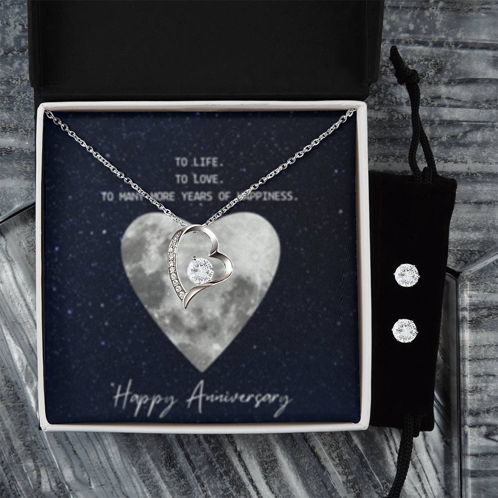 Forever Love Necklace + Clear CZ Earrings