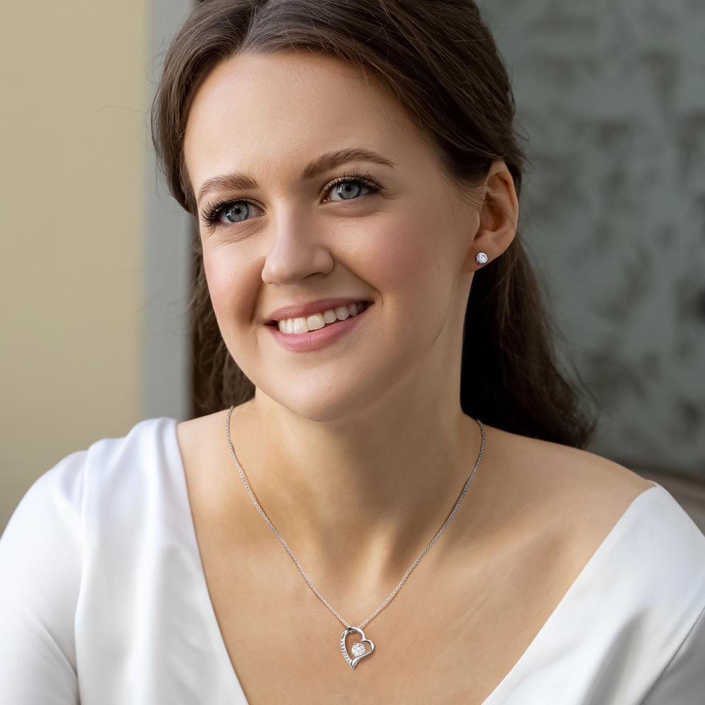 Forever Love Necklace + Clear CZ Earrings
