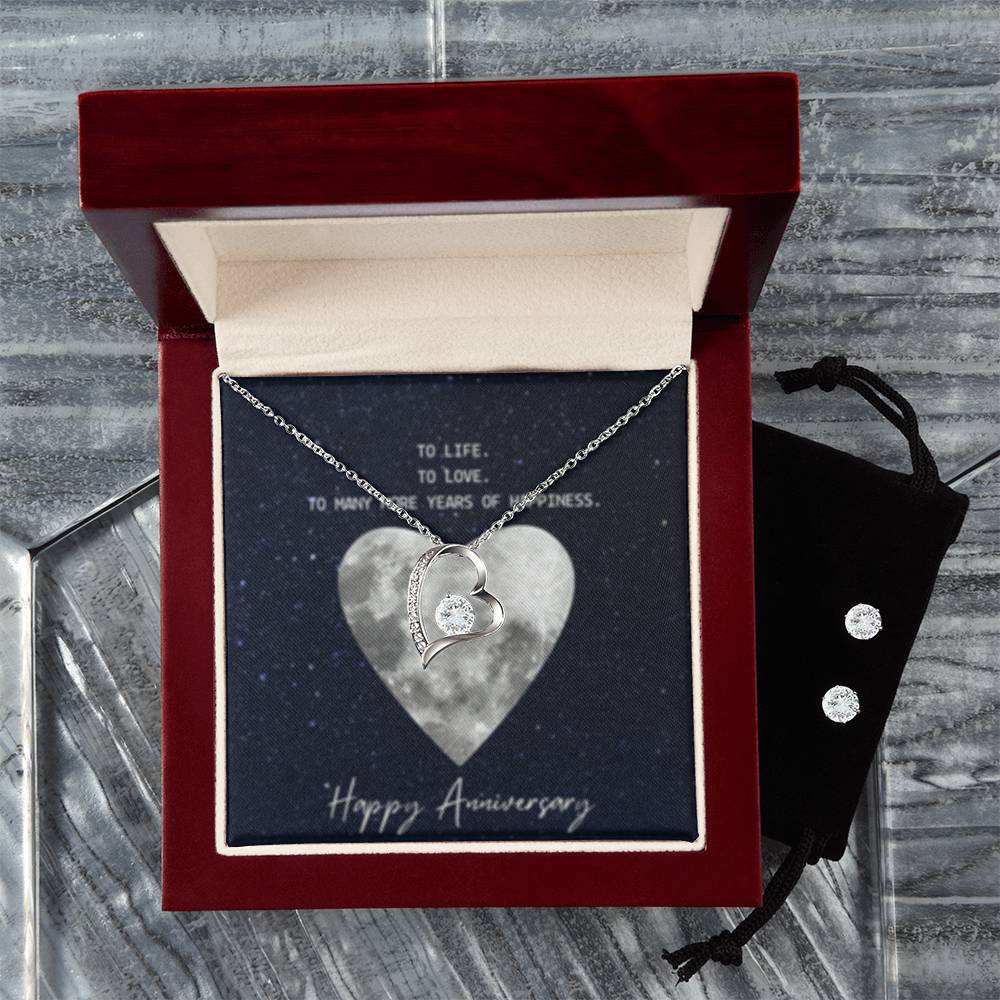 Forever Love Necklace + Clear CZ Earrings