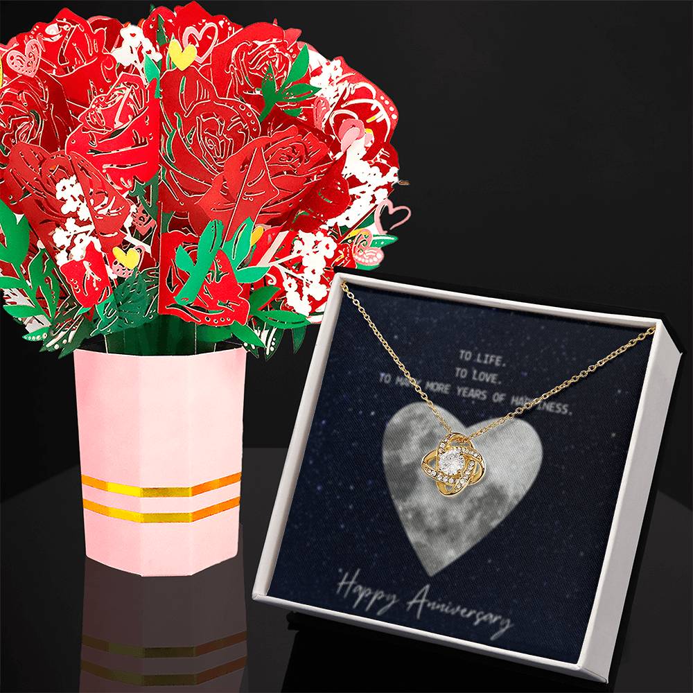 Love Knot Necklace + Flower Bouquet Bundle