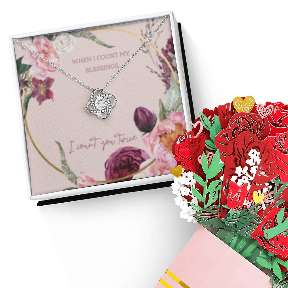 Love Knot Necklace + Flower Bouquet Bundle