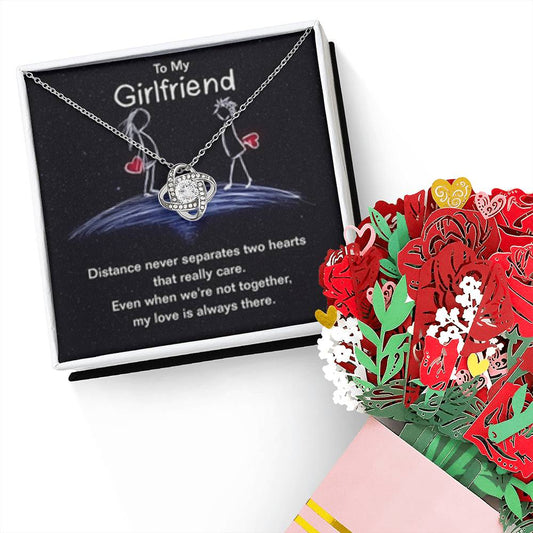 Love Knot Necklace + Flower Bouquet Bundle