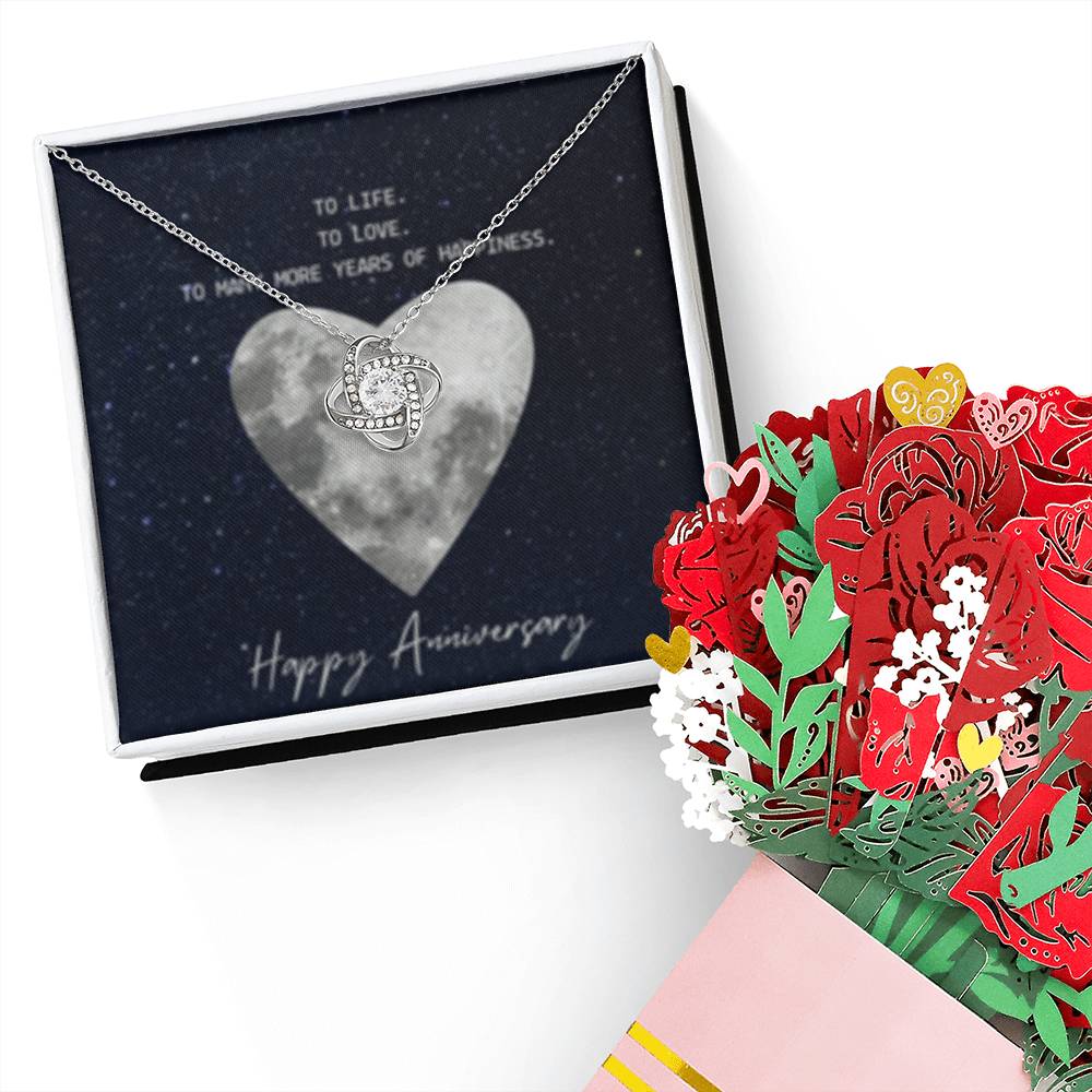 Love Knot Necklace + Flower Bouquet Bundle