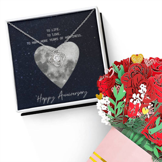 Love Knot Necklace + Flower Bouquet Bundle