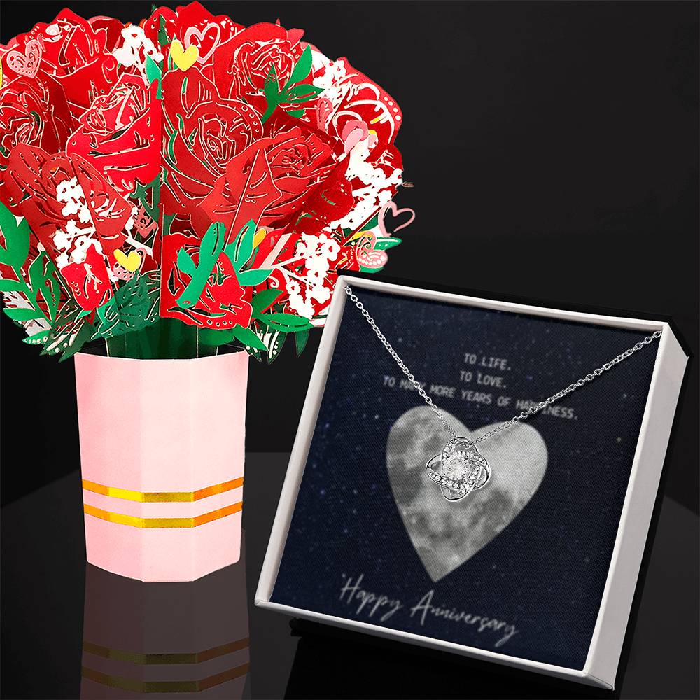 Love Knot Necklace + Flower Bouquet Bundle
